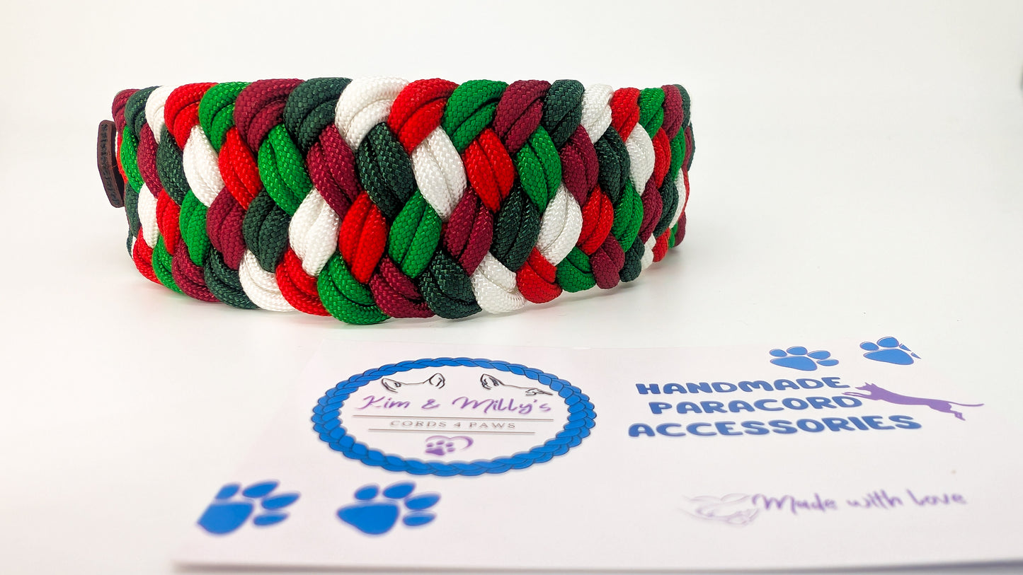Pre-Made: Milly's Rainbow, Xmas Colours 31-39cm Kim & Milly's Cords 4 Paws Paracord Handmade Dog Accessories Customizable Made in Germany Shipping worldwide
