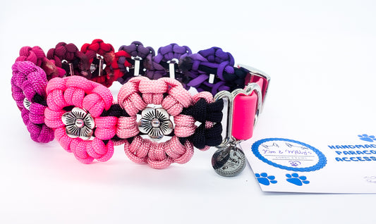 Pre Made: Kimmy's Blooms Collar, 33-41cm, Girls Colours Kim & Milly's Cords 4 Paws Paracord Handmade Dog Accessories Customizable Made in Germany Shipping worldwide